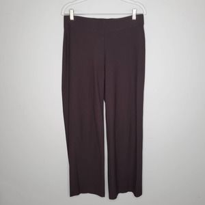 EILEEN FISHER Solid Brown Pull On Wide Leg Pants Sz Small S
